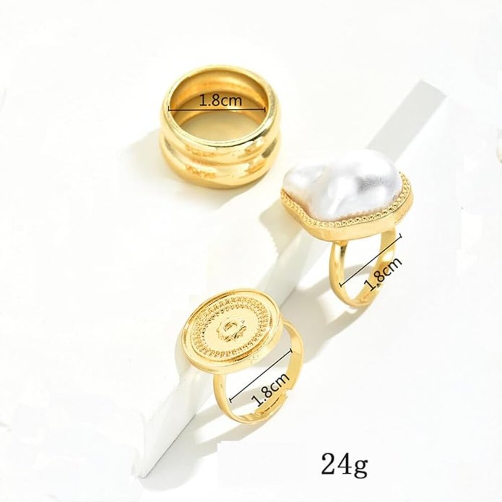 Pearl ring set/ stack - Picture 3 of 5